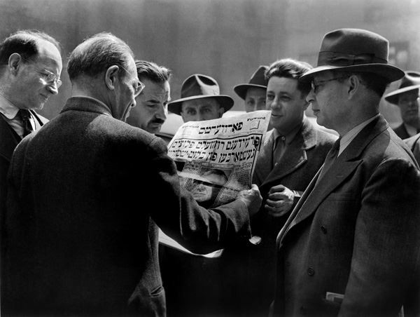 Men of the Garment Center Read of President Roosevelt's Death