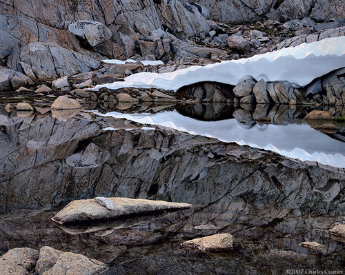 Pond and Snow, Dusy Basin, Kings Canyon